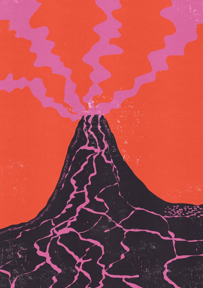 Vibrant Volcano Eruption by Nicholas — canvas wall art