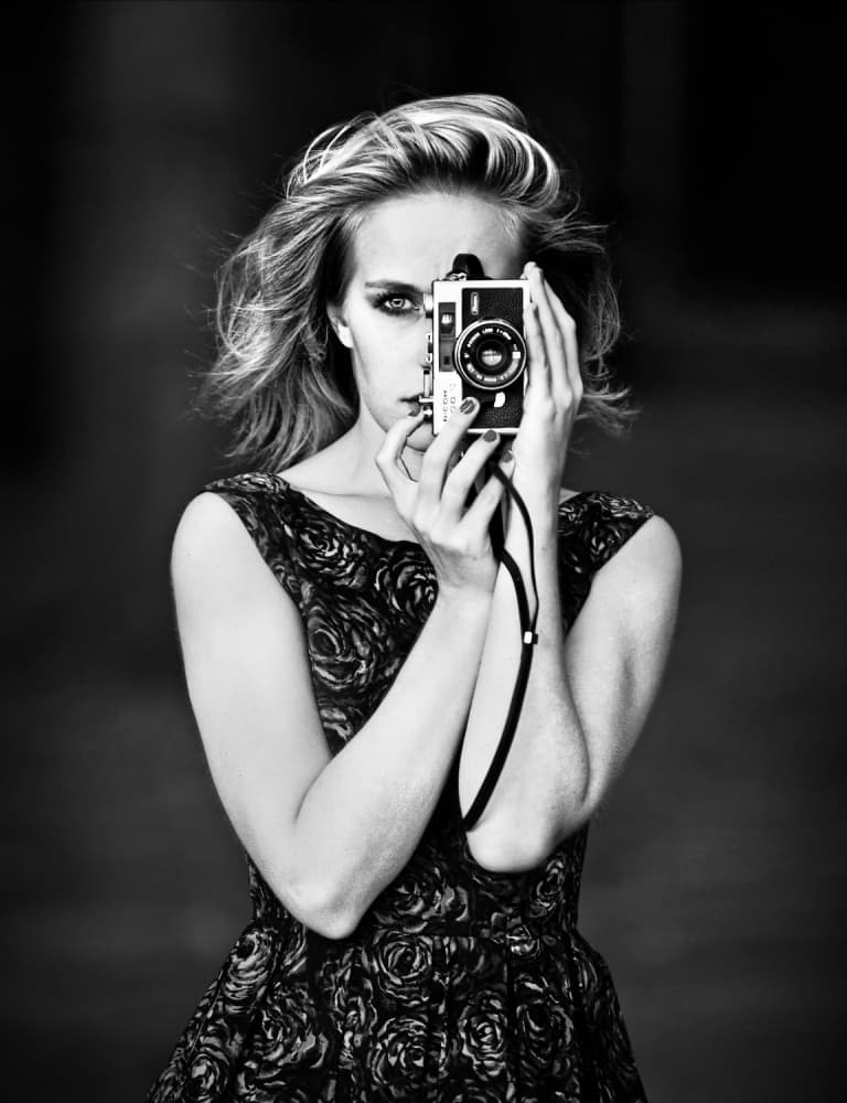 Vintage Camera Portrait by Lars Hur — canvas wall art