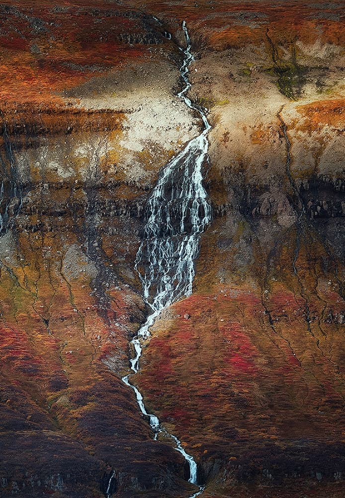 Autumn Mountain Waterfall by swapnil deshpande — canvas wall art