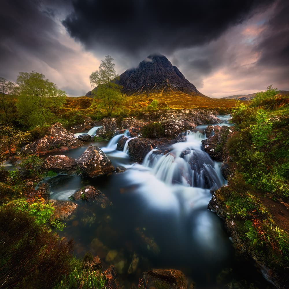 Dramatic Mountain Waterfalls by Krzysztof Browko — canvas wall art