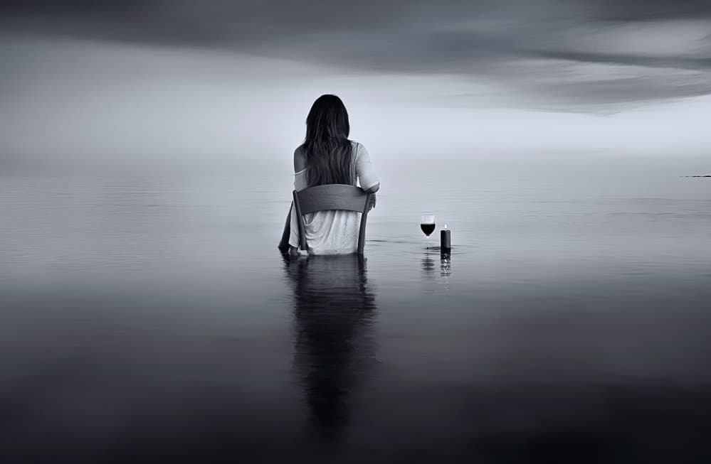 Solitary Woman Stillness by Maria Kaimaki — canvas wall art
