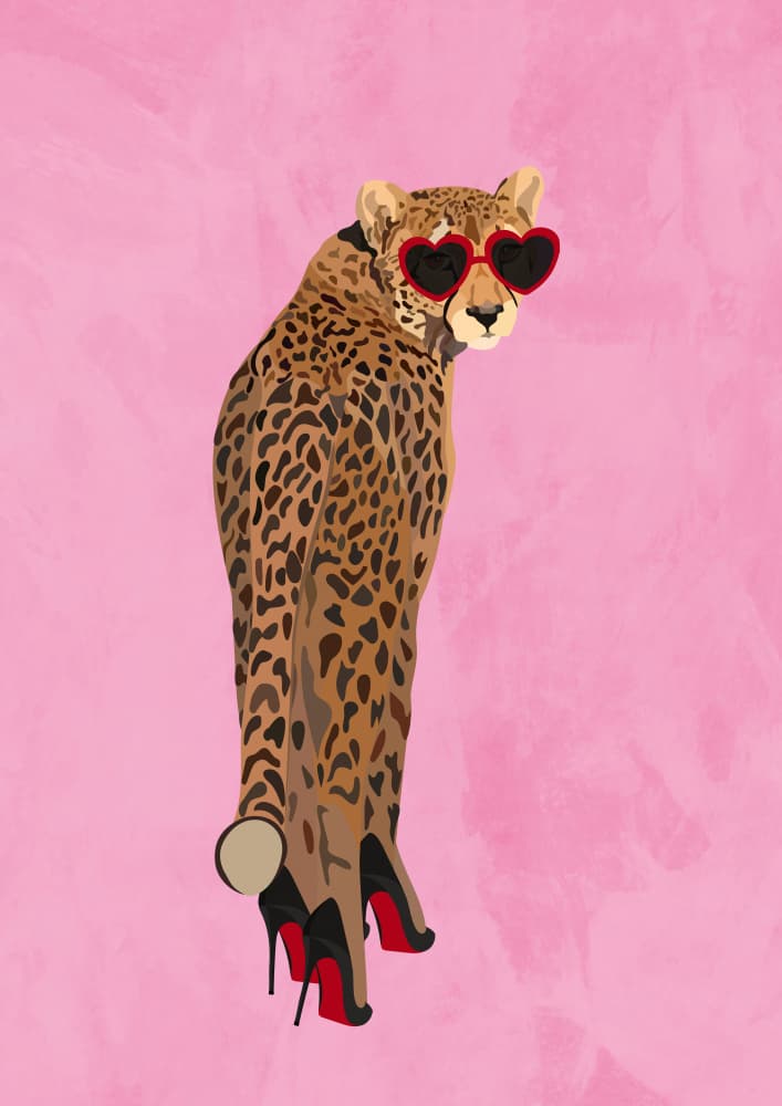 Sassy Cheetah In Heels by Sarah Manovski — canvas wall art