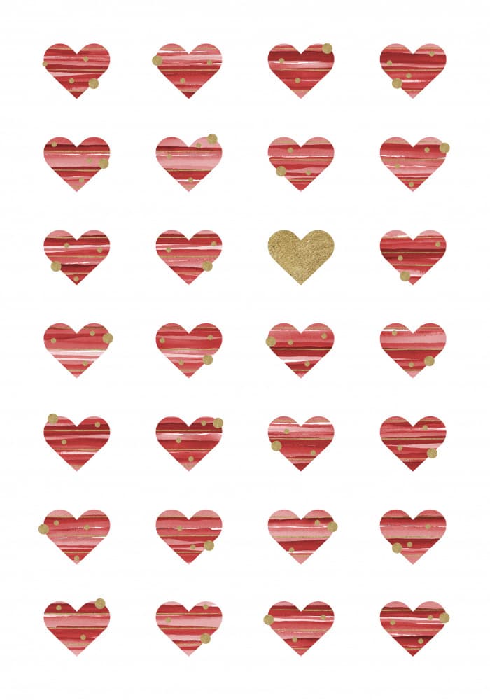 Golden Love Hearts by Fabiana Silveira — canvas wall art