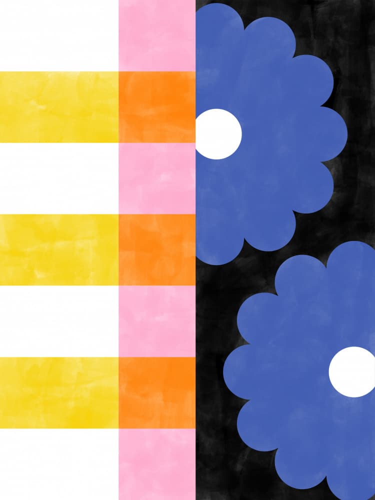 Cheerful Floral Gingham by Elena Ristova — canvas wall art