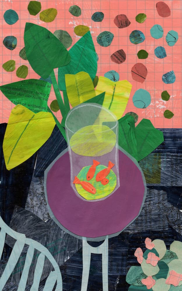 Goldfish and Greenery by Shelley Hampe — canvas wall art