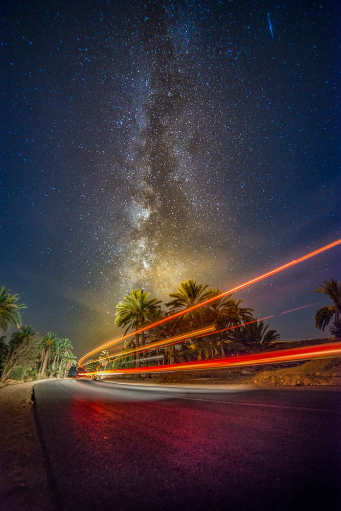 Milky Way Road Trails by wail.Hamdane — canvas wall art