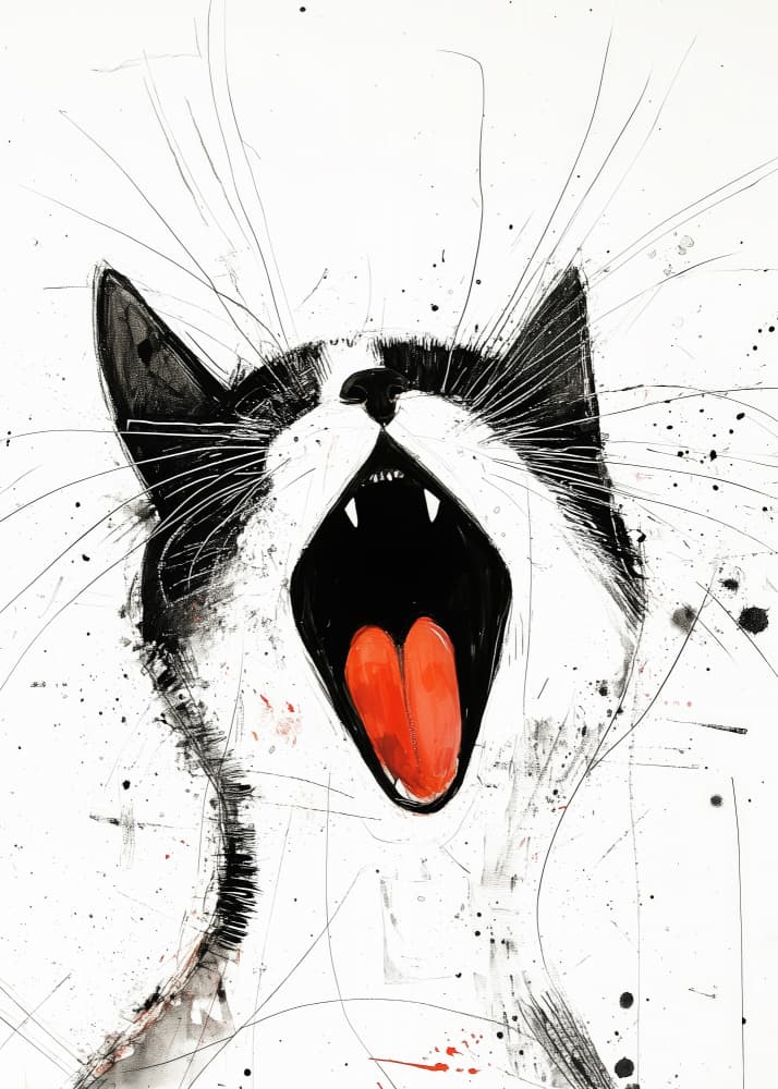 Dramatic Cat Yawn by Justyna Jaszke — canvas wall art