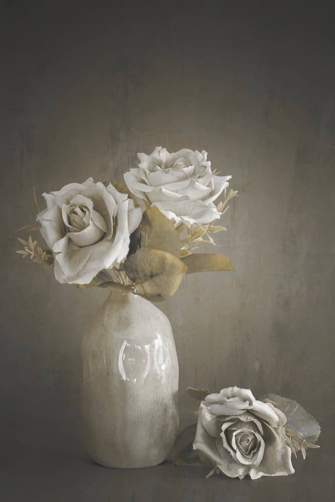 Muted Roses In Vase by Cicek Kiral — canvas wall art