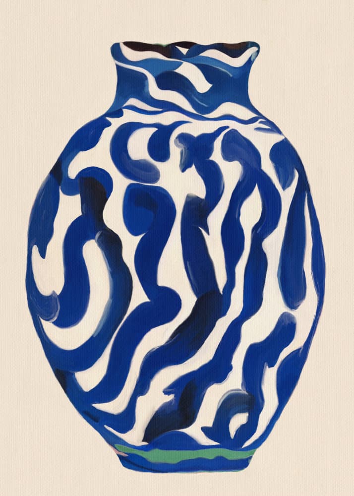 Fluid Blue Vase by The Printable Studio — canvas wall art