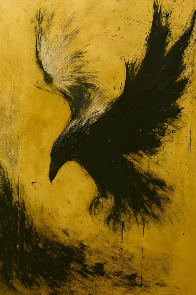 Golden Raven Flight by HUGO — canvas wall art