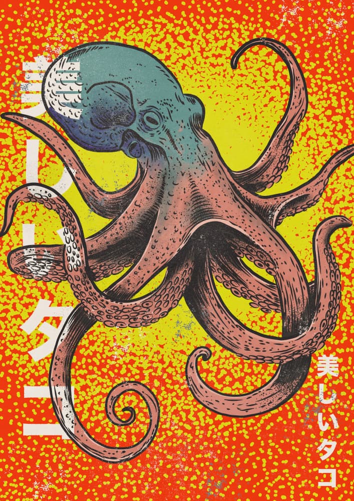 Vibrant Japanese Octopus by Nicholas — canvas wall art