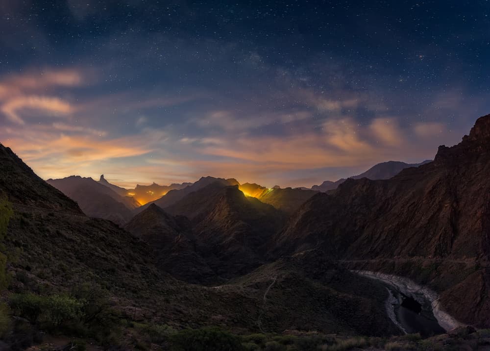 Glowing Mountain Night by Miguel Pascual — canvas wall art