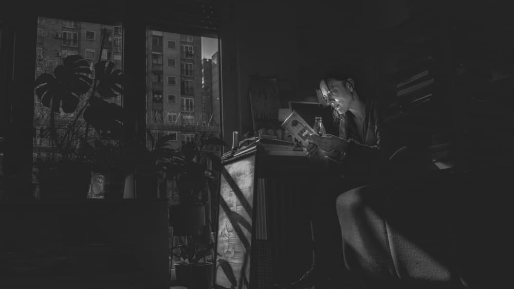 Quiet Urban Reading by Dragan Trosic — canvas wall art