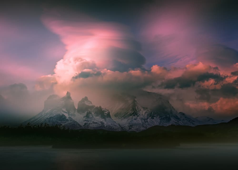 Misty Pink Peaks by Melinda Li — canvas wall art