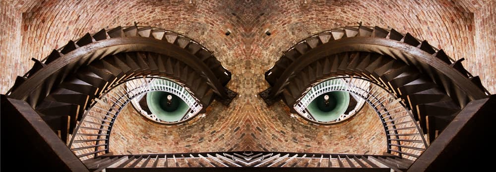Surreal Staircase Eyes by Paco Palazon — canvas wall art