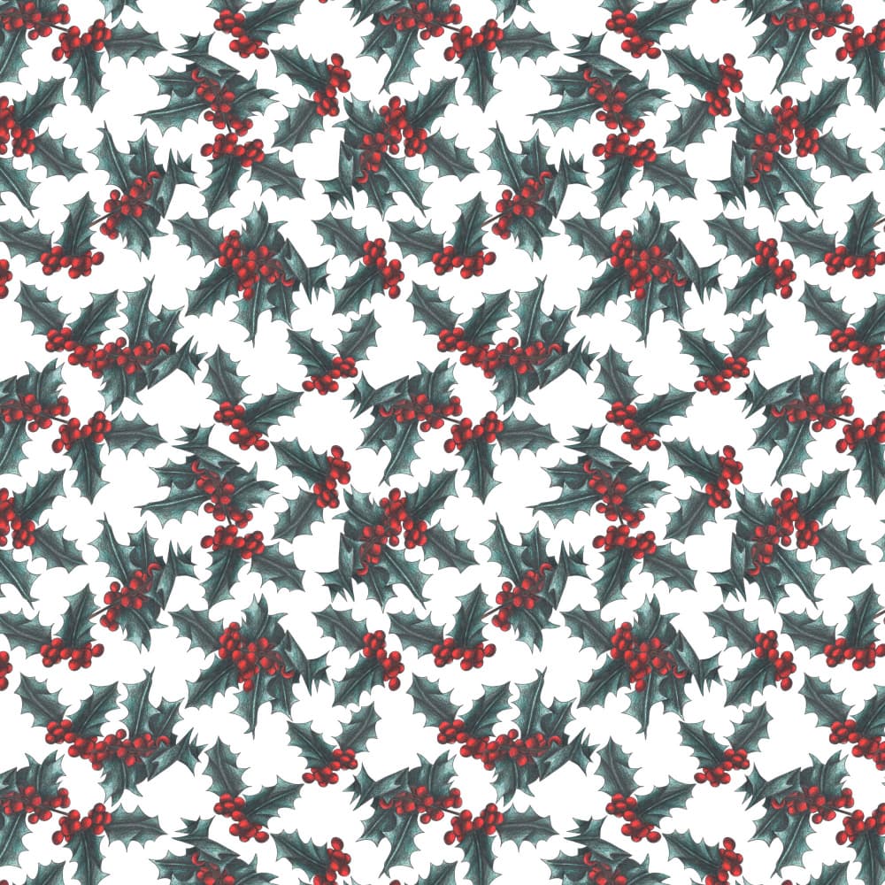 Festive Holly Pattern by Cecilia Battaini — canvas wall art
