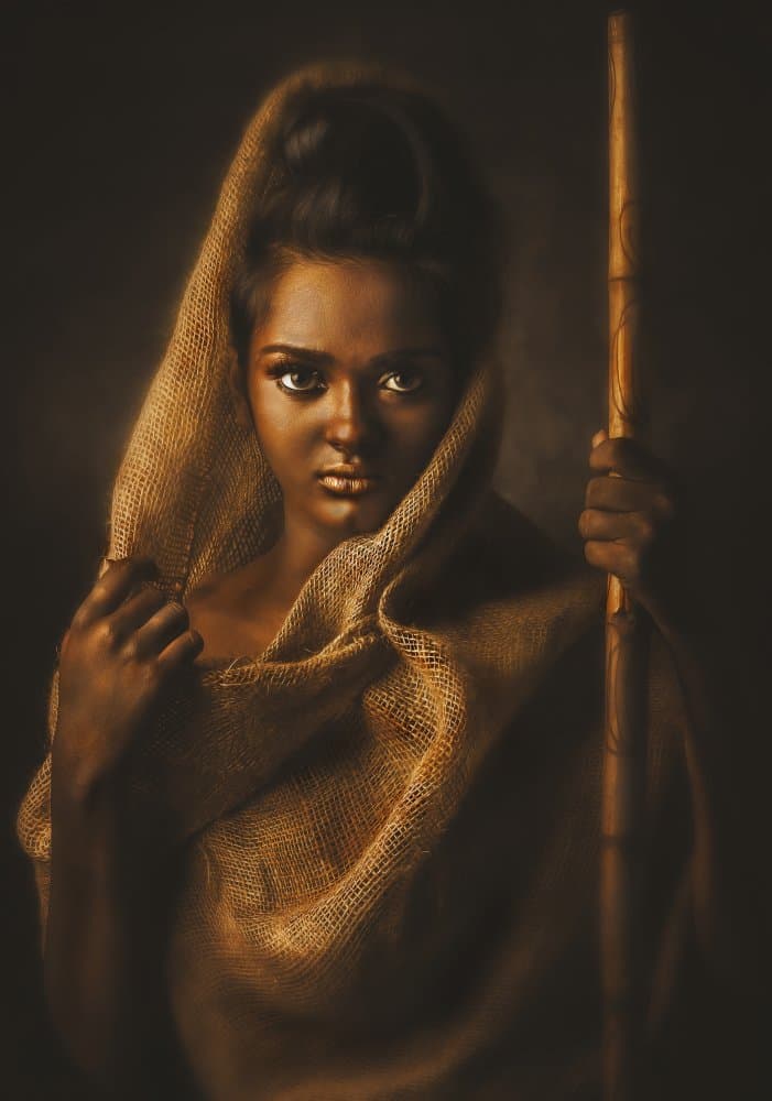 Dark Shepherdess Portrait by Debarghya Mukherjee — canvas wall art