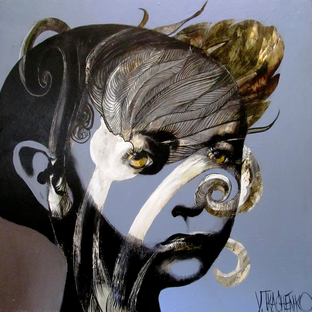 Mysterious Woman Portrait by Victor Tkachenko — canvas wall art
