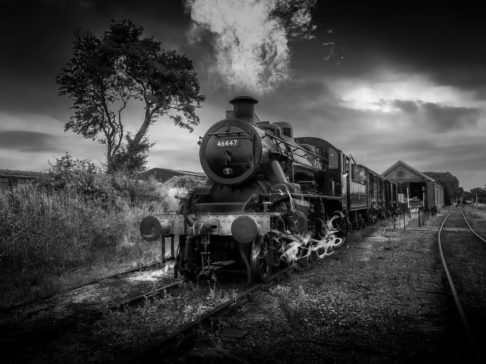 Dramatic Steam Train Railway by Lee Kershaw — canvas wall art