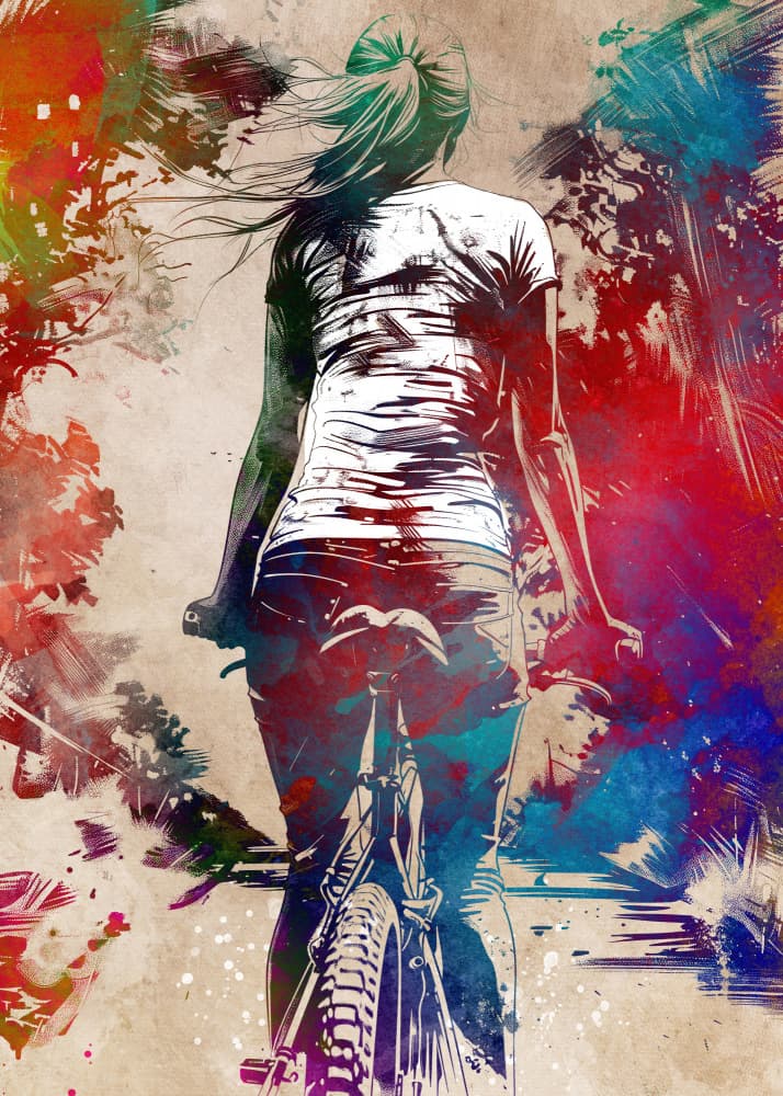 Vibrant Cycling Journey by Justyna Jaszke — canvas wall art
