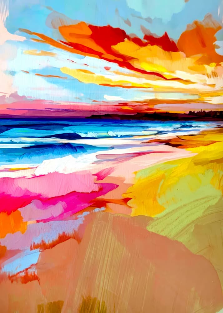 Vibrant Beach Sunset by Justyna Jaszke — canvas wall art