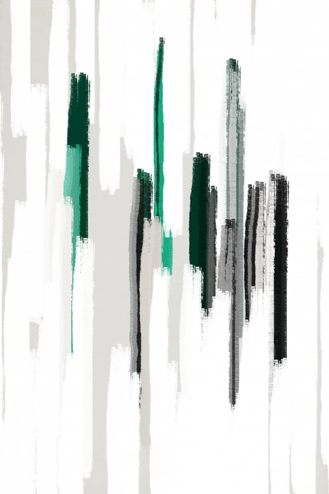 Vertical Green Brushstrokes by Fun Qui — canvas wall art