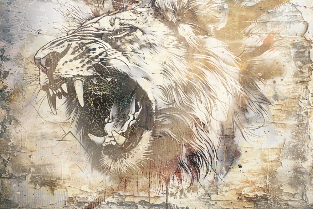 Fierce Lion Roar by Rafal Kulik — canvas wall art