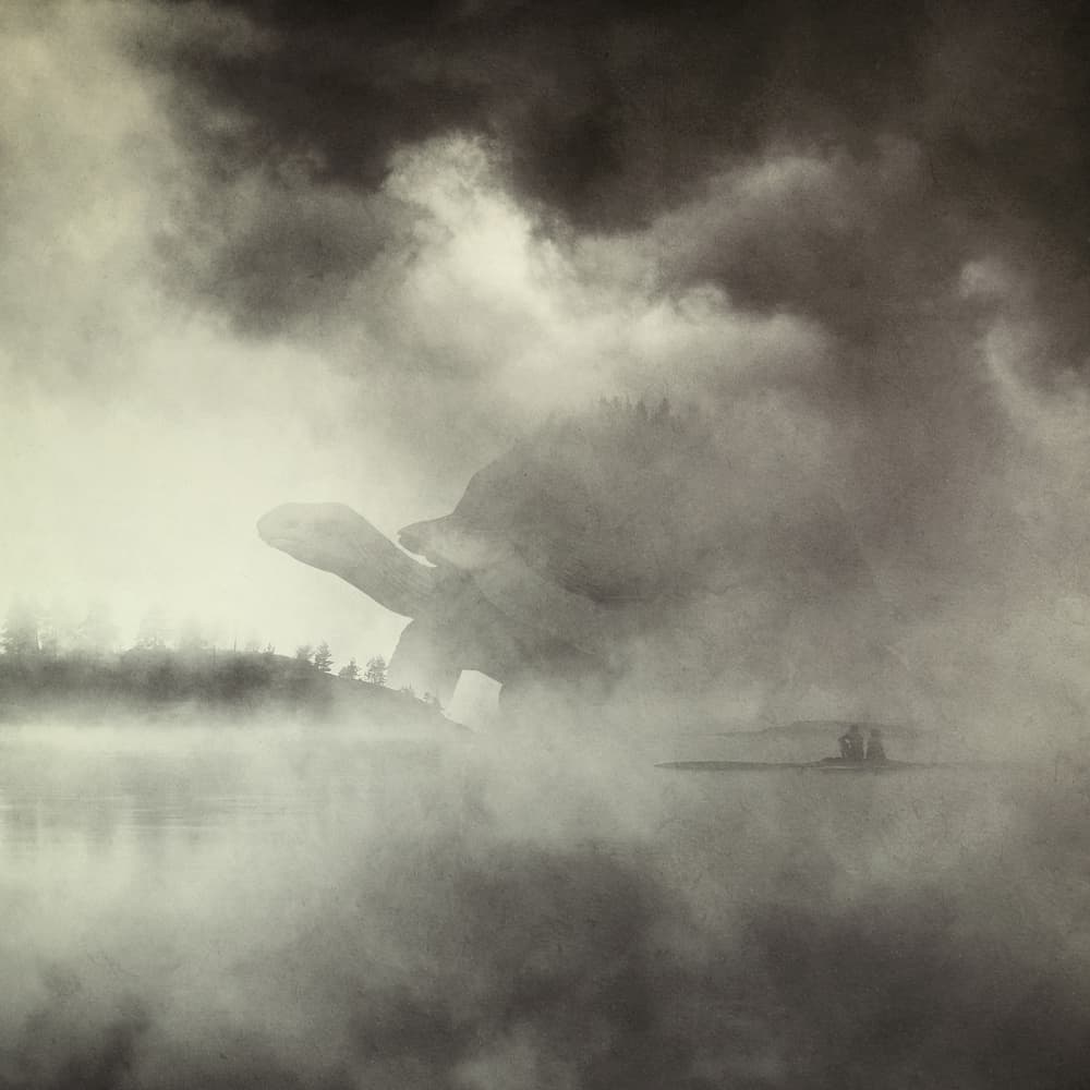 Misty Lake Tortoise by Sebastien DEL GROSSO — canvas wall art