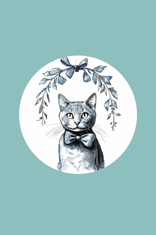 Dapper Cat with Wreath by casa cartissi — canvas wall art