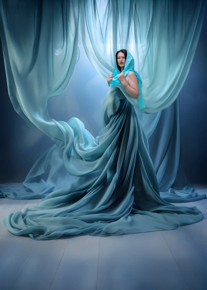 Flowing Blue Elegance by Cristian Pavel — canvas wall art