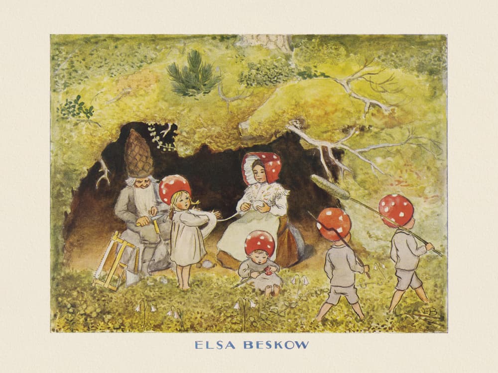 Tomotebobarnen Familjen by Elsa Beskow — canvas wall art
