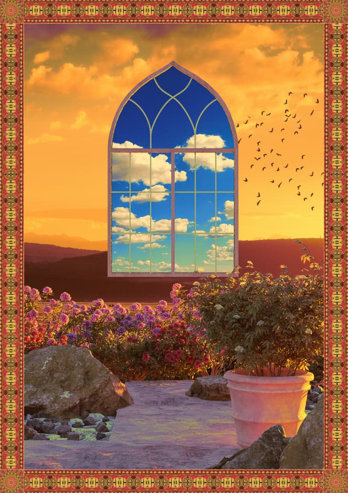 Sunset Garden Window by CosmoZach — canvas wall art