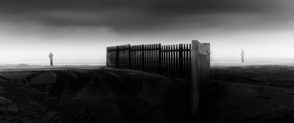 Distant Figures Misty Beach by Paulo Abrantes — canvas wall art