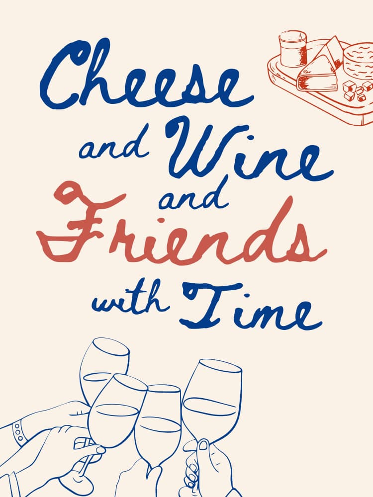Cheese Wine and Friends by Ohkimiko — canvas wall art
