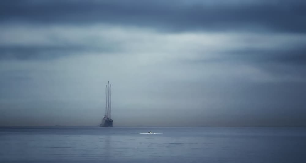 Misty Sailboat Serenity by Chong Q. Wu — canvas wall art