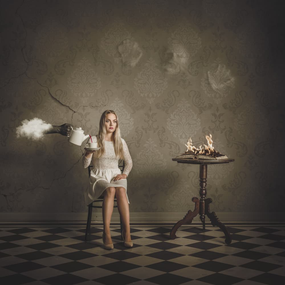 Surreal Tea and Fire by Petri Damstén — canvas wall art