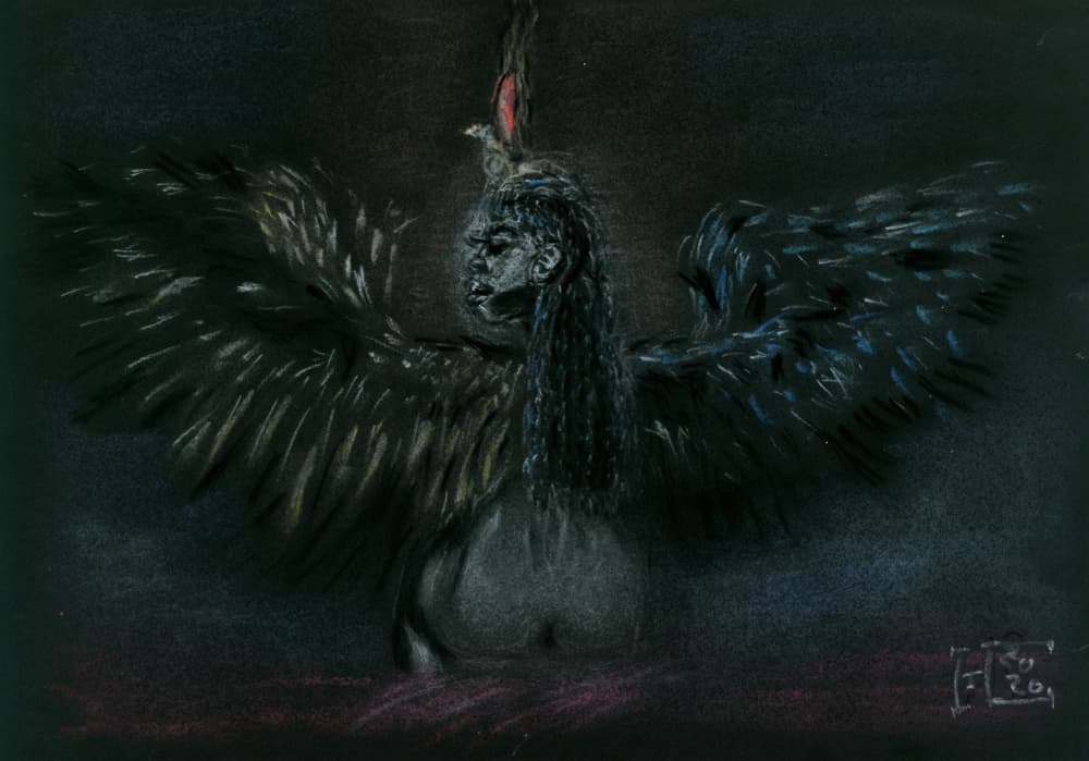Dark Winged Goddess by Tim Hoinkis — canvas wall art