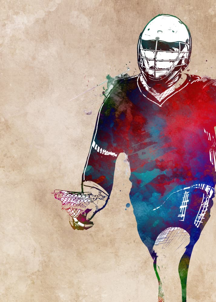 Vibrant Lacrosse Player by Justyna Jaszke — canvas wall art