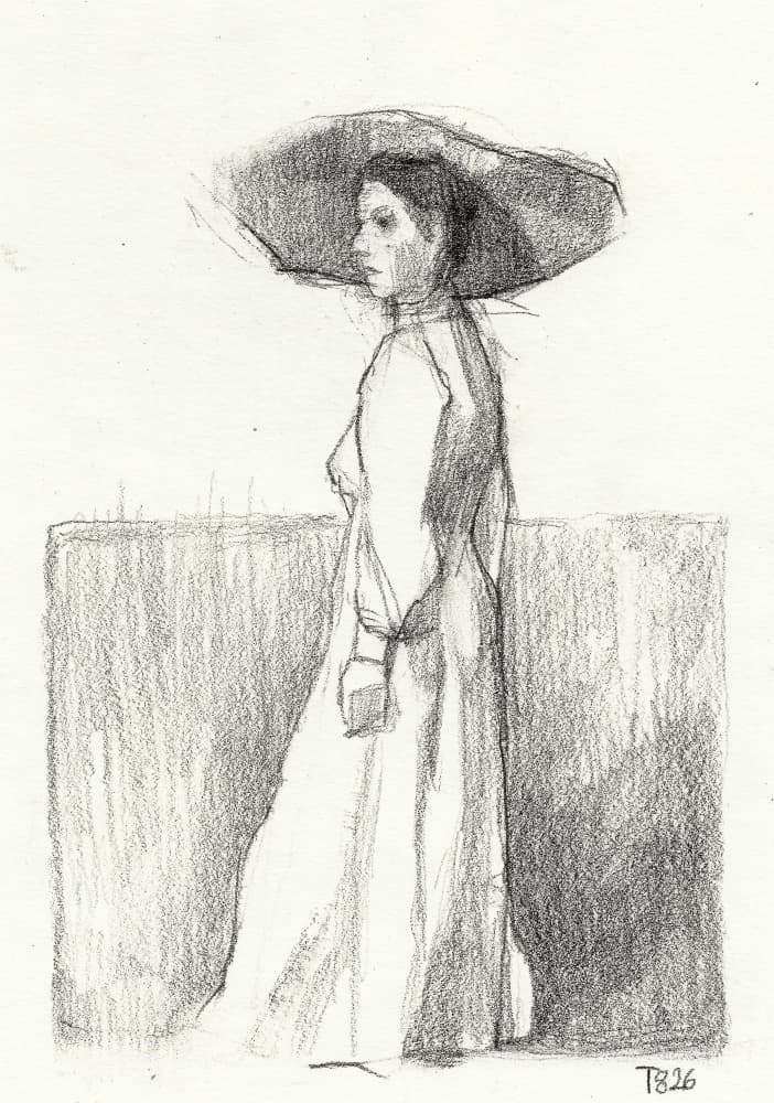 Elegant Woman Sketch by Tore Bahnson — canvas wall art