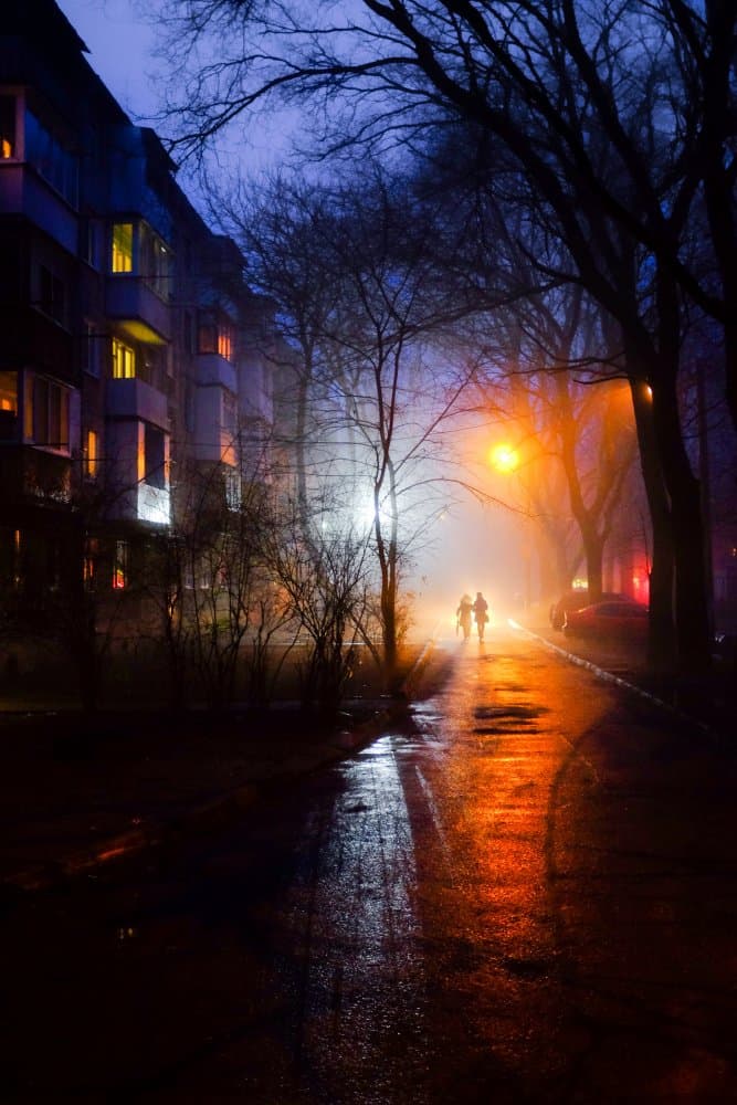 Romantic Foggy City Night by Sergey Trush — canvas wall art