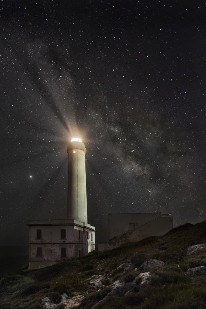 Lighthouse Under Milky Way by Dorian Gray — canvas wall art