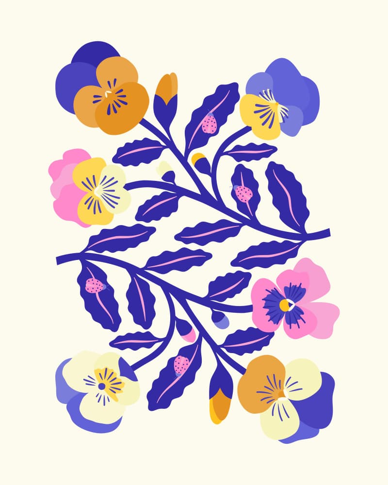 Vibrant Floral Pansies by Artprink — canvas wall art