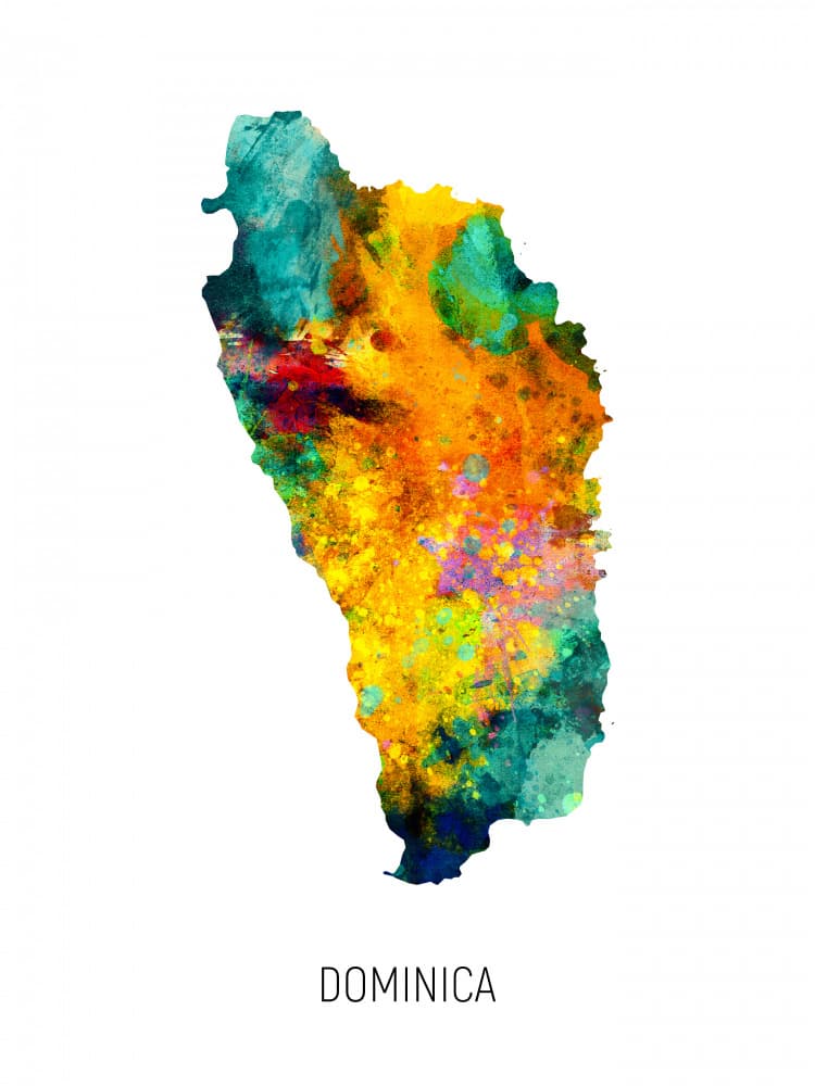 Dominica Abstract Map by Michael Tompsett — canvas wall art