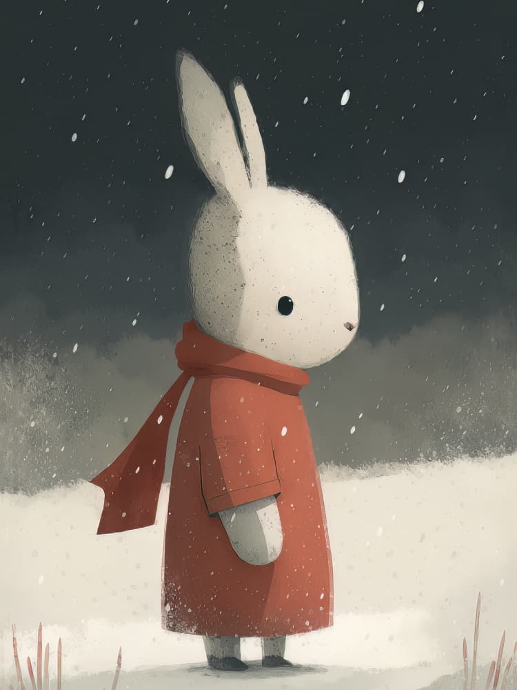 Little Rabbit Winter Walk by Bilge Paksoylu — canvas wall art
