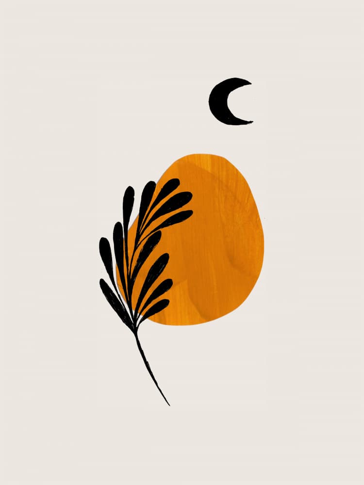 Boho Moon Leaf by Ejaaz Haniff — canvas wall art