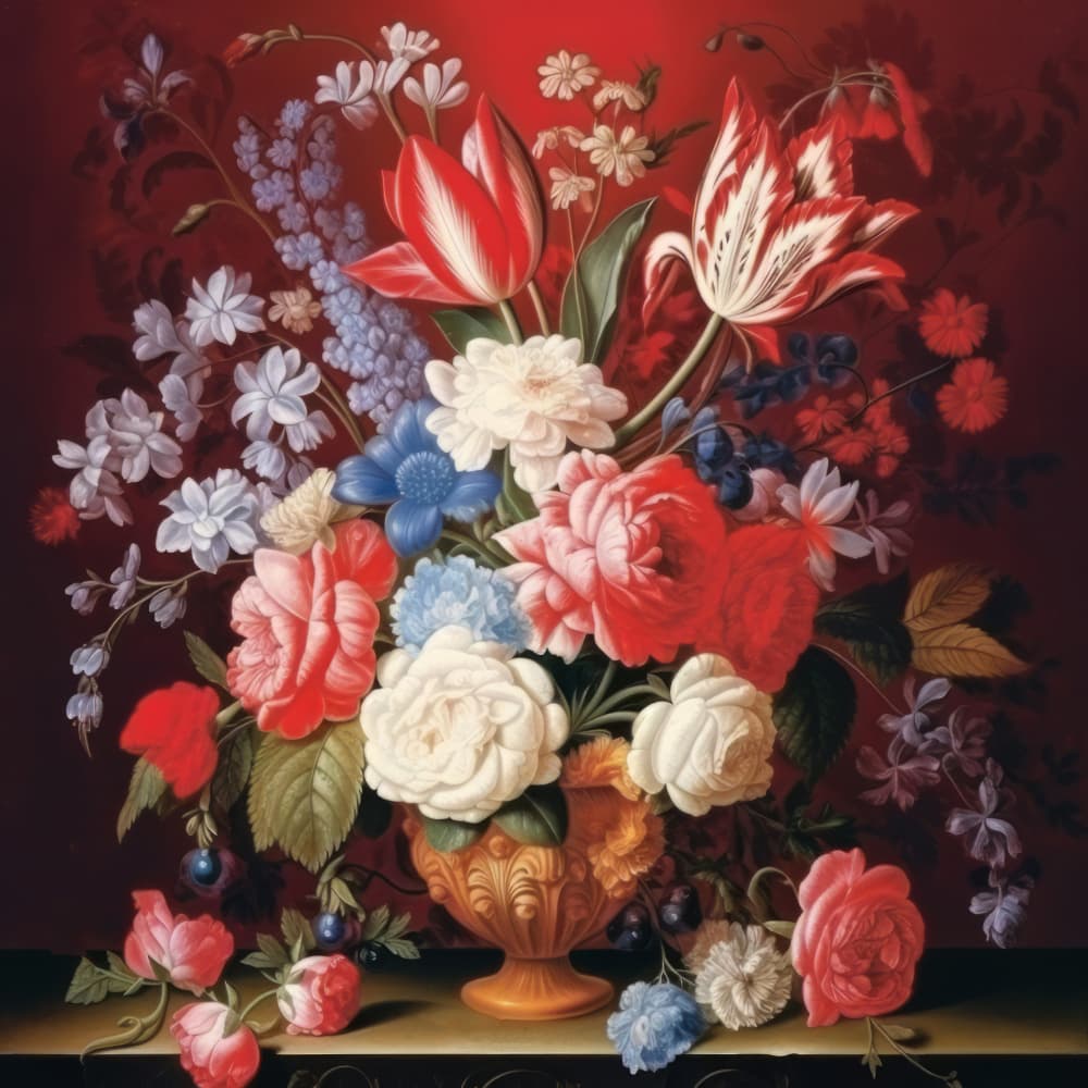 Opulent Dutch Floral Bouquet by Bilge Paksoylu — canvas wall art