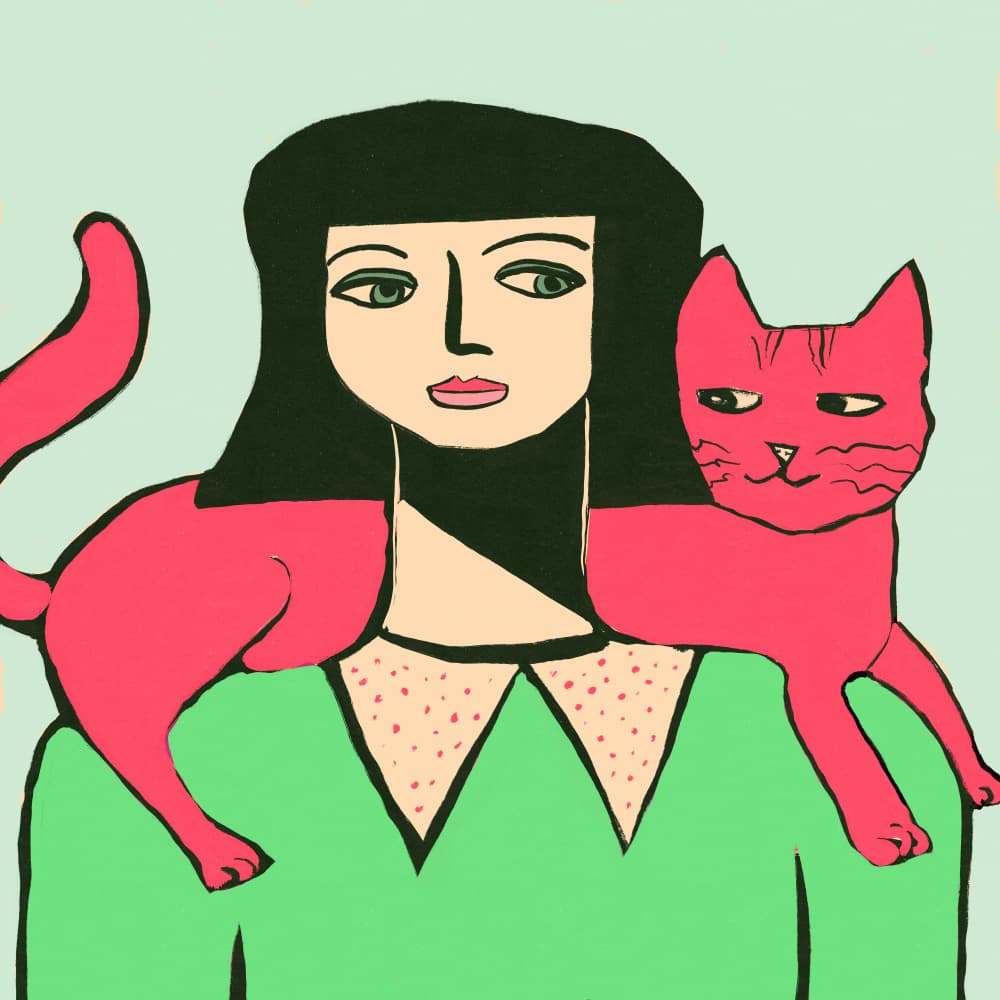 Woman and Pink Cats