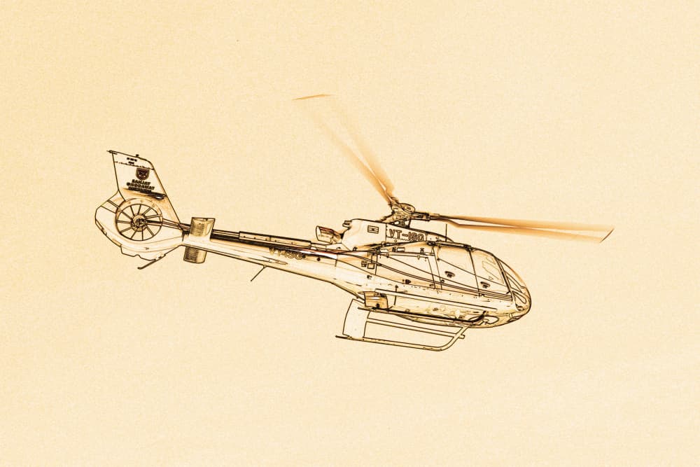 Flying Helicopter Sketch by Santhosh ch — canvas wall art
