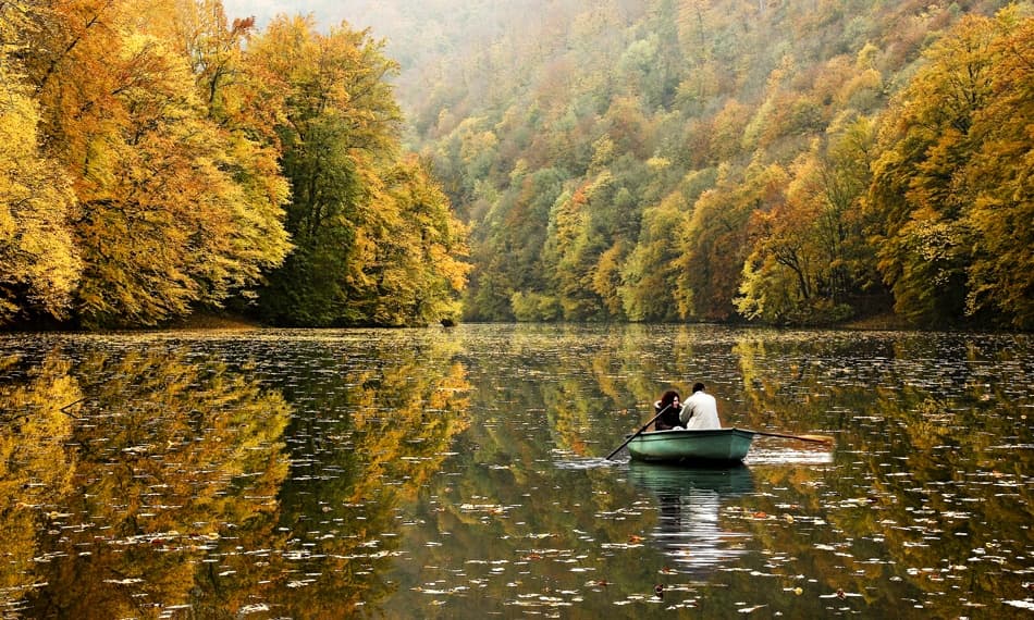 Romantic Autumn Lake by Leicher Oliver — canvas wall art