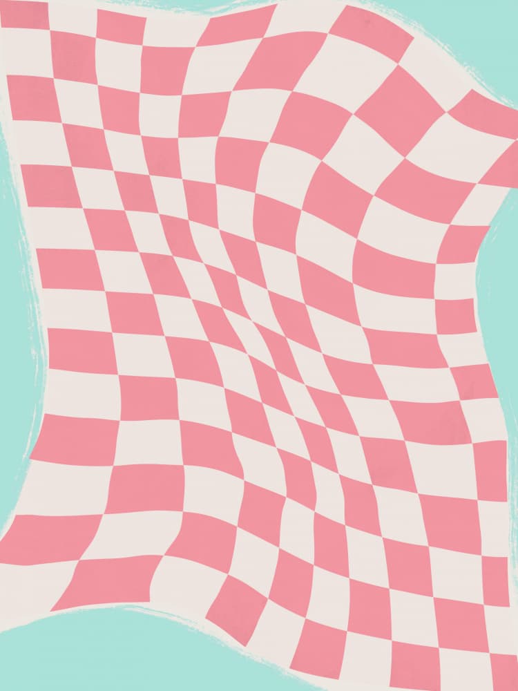 Wavy Pink Checkerboard by Little Dean — canvas wall art